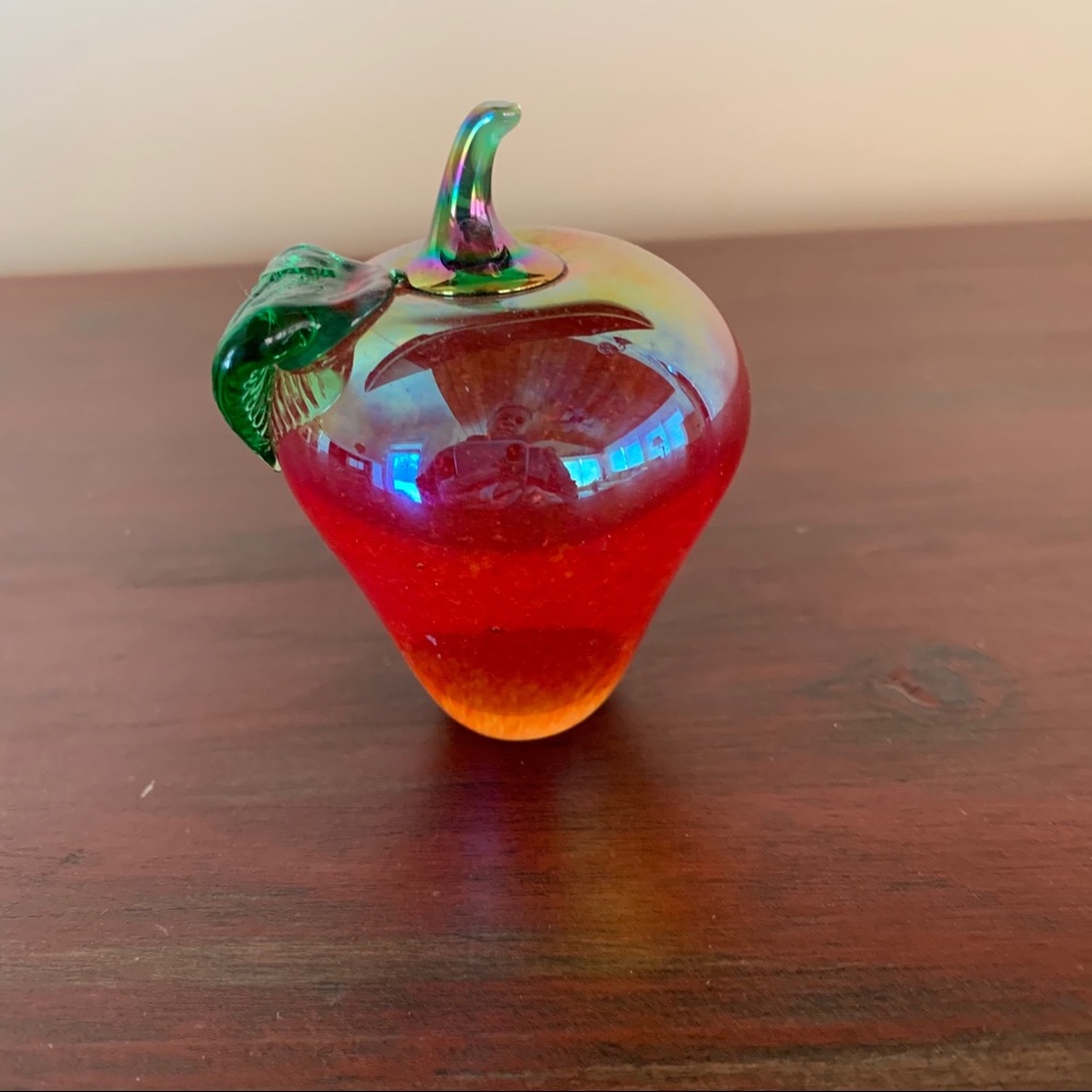 Glass Eye Studio Art Glass Red Apple Paperweight